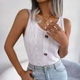 thumbnail image 3 of DuoJiaJ Women Casual V Neck Button Fried Dough Twists Top Holiday Sweater Cotton Tank Tops for Women, 3 of 4