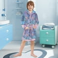 thumbnail image 5 of FORMRS Niños Bathrobe Unisex Hooded Robe Soft Plush Pajamas Sleepwear, Size 10-12T, Pink Marble Pattern, 5 of 7