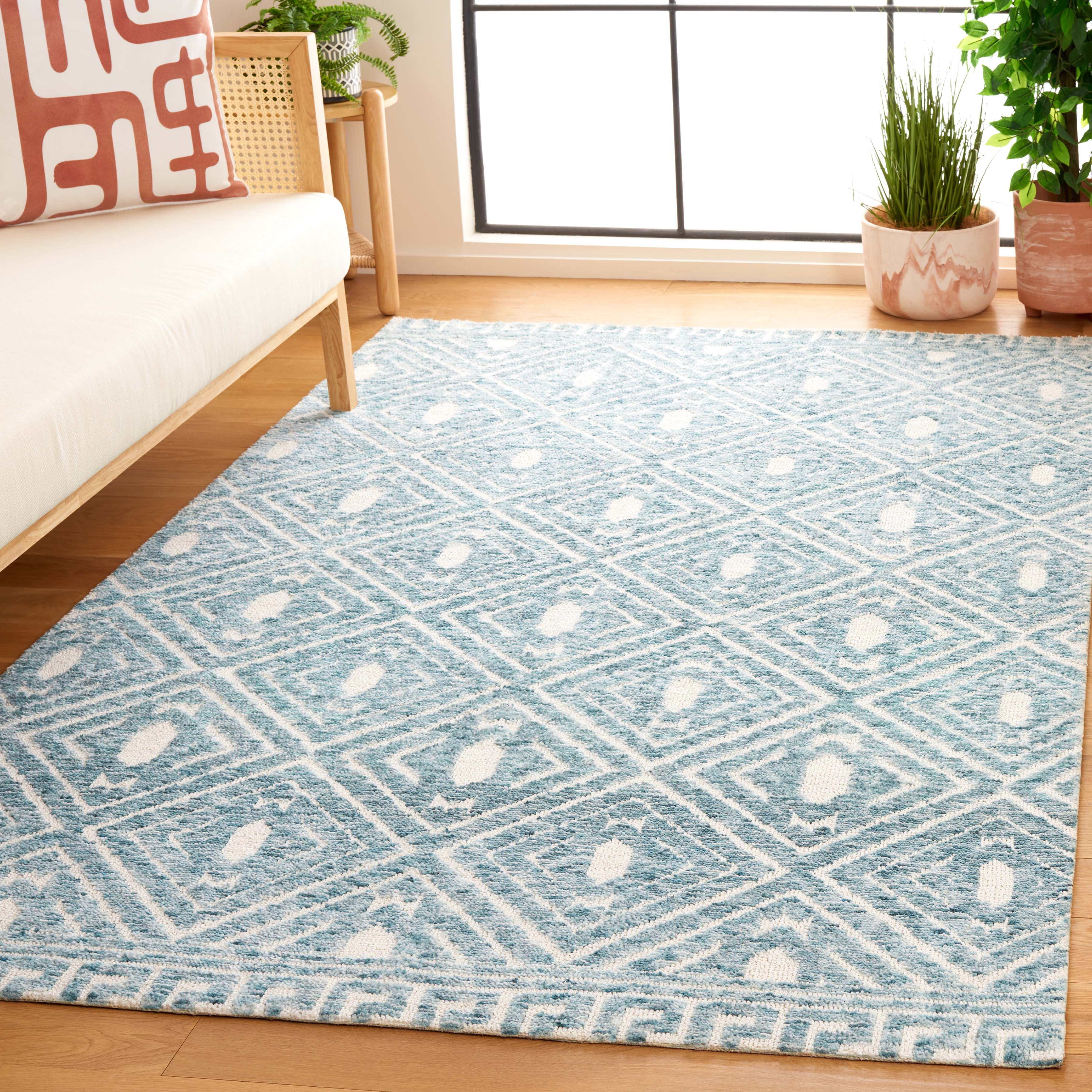 SAFAVIEH Audrey Jaxon Trellis Area Rug, Blue/Ivory, 5' x 8'
