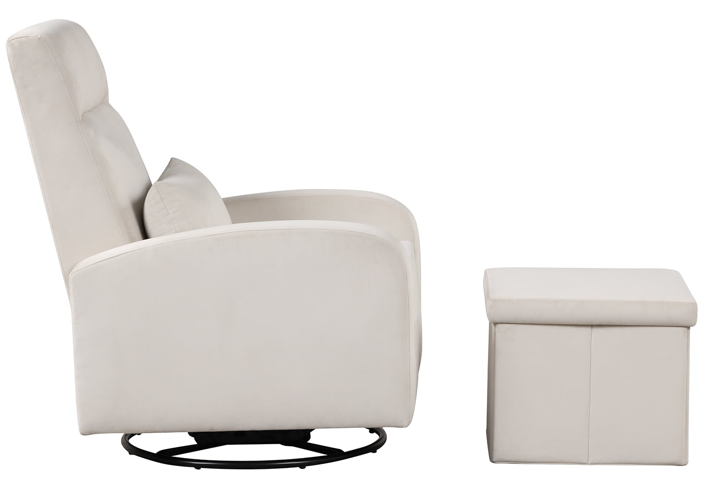 Angel Line Sonia Upholstered Swivel Glider w/ Storage Ottoman, Cream