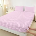 thumbnail image 3 of Homewish Geometric Circle Dot Twin Sheet Sets,Cute Polka Dots Twin Fitted Sheet,Girls Pink Flat Sheet For Teens,Super Cozy Room Decor,3-Piece, 3 of 7