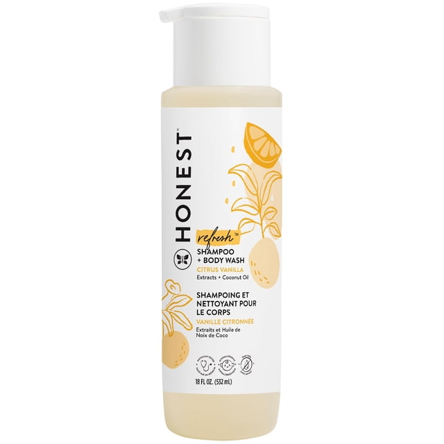 The Honest Company Perfectly Gentle Shampoo and Body Wash, Sweet Orange Vanilla, 18 Fluid Ounce