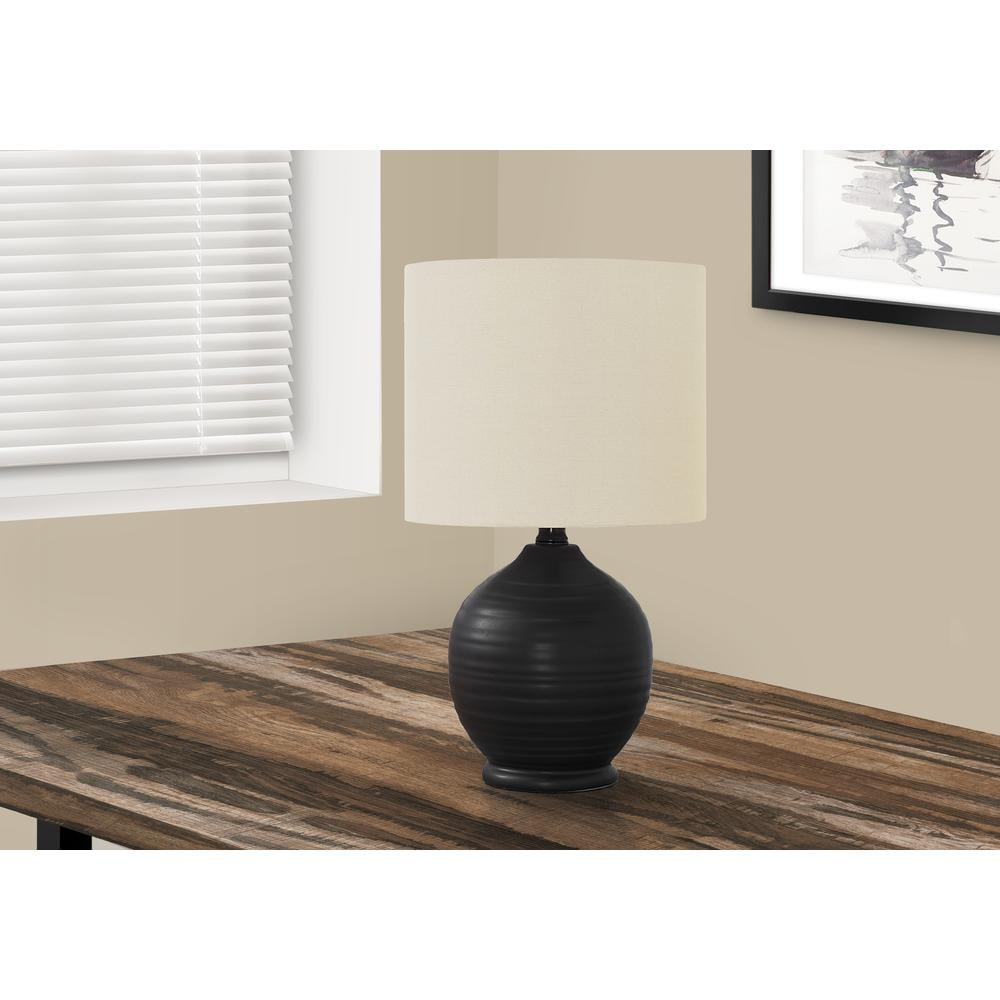 Lighting - 17"h Table Lamp - Black Ceramic Base - Ivory Shade - Transitional