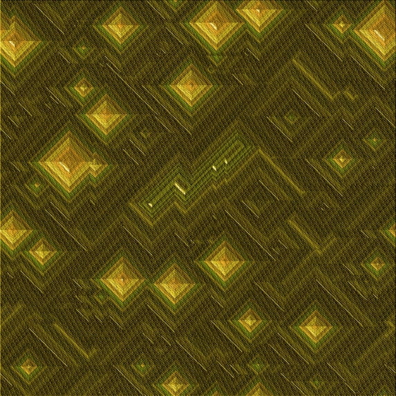 Ahgly Company Indoor Square Patterned Dark Yellow Green Area Rugs, 5' Square