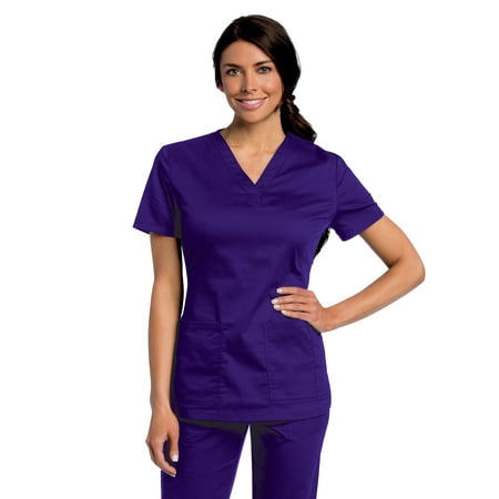 Landau All Day Women's Mechanical Stretch Two Pocket V-Neck Scrub Top, Style 4143