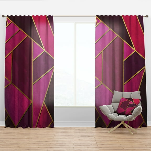 Designart 'Honeycomb Capital Gold II' Modern & Contemporary Curtain Panel