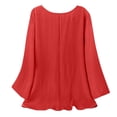 thumbnail image 4 of Womens Tops Cotton Linen Long Sleeve Shirt Casual Plain Spring Summer T-Shirts Oversized Loose Ladies Elegant Baggy Tunic Top, 4 of 7