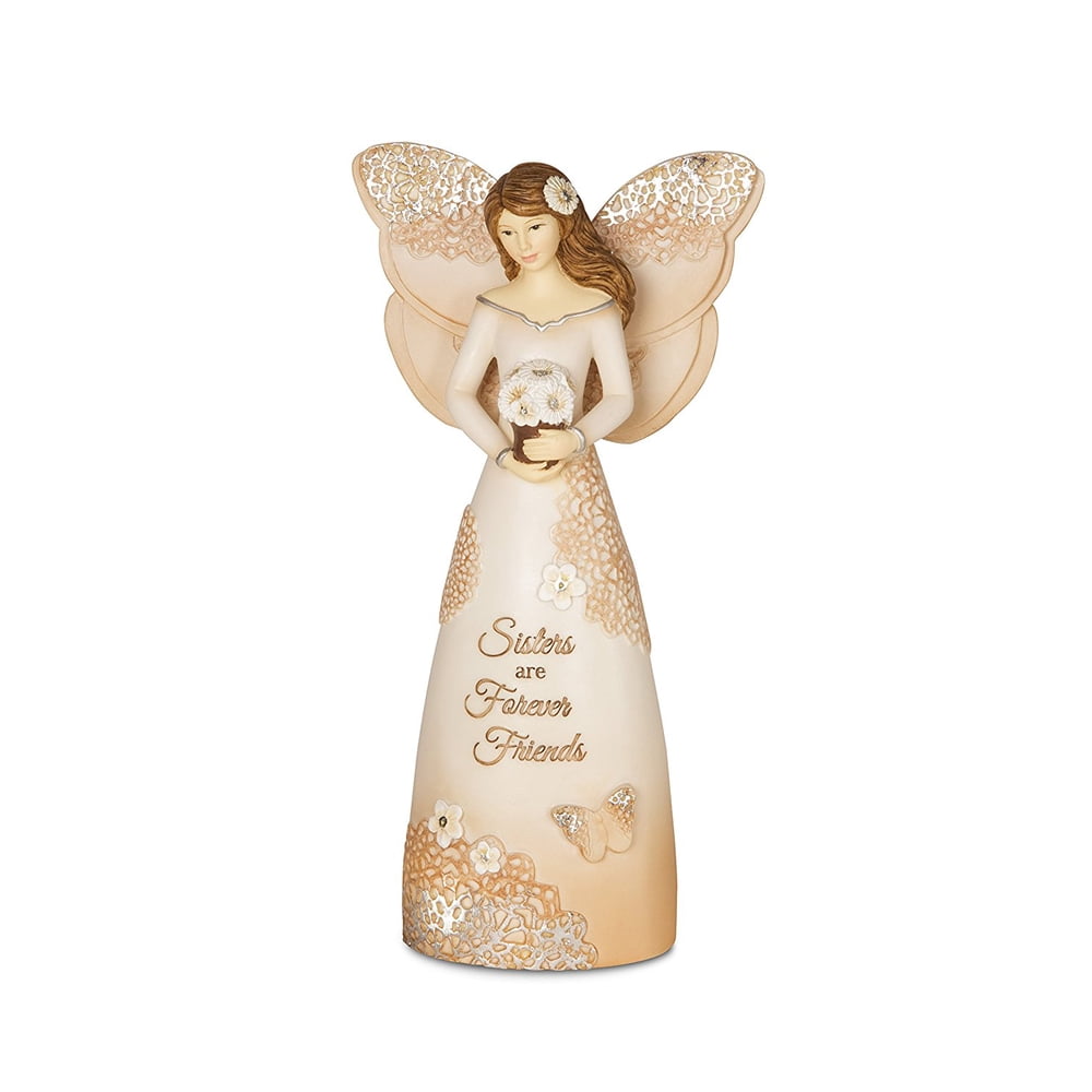 19076 Sister Angel Figurine, 6Inch, Reads sisters are forever friends