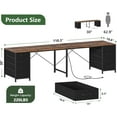thumbnail image 2 of TVU 110" 2 Person Desk with 8 Drawers, Large Writing Home Office Desks with Outlets, I Shaped Workstation Double Desk Drawer Organizers (Rustic), 2 of 18