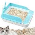 thumbnail image 6 of Cat Litter Tray Kitten Potty Toilet Semi Closed with High Side Bedpan Cat Litter Container Kitty Litter Pan for Small Animals White and Blue XL, 6 of 9