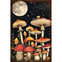 Noete Vintage Mushroom Tin Sign 12x16 Inch Retro Wall Art for Home, Kitchen & Office Decor Rustic Farmhouse Metal Sign