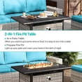 thumbnail image 6 of Muphyers 13 Pcs Outdoor Wicker Rattan Sectional Sofa with 55000BTU Gas Fire Pit Table Set, All Weather 2‑in‑1 43" Propane Fire Table Conversation Set for Backyard Garden Poolside Deck,Turquoise, 6 of 9