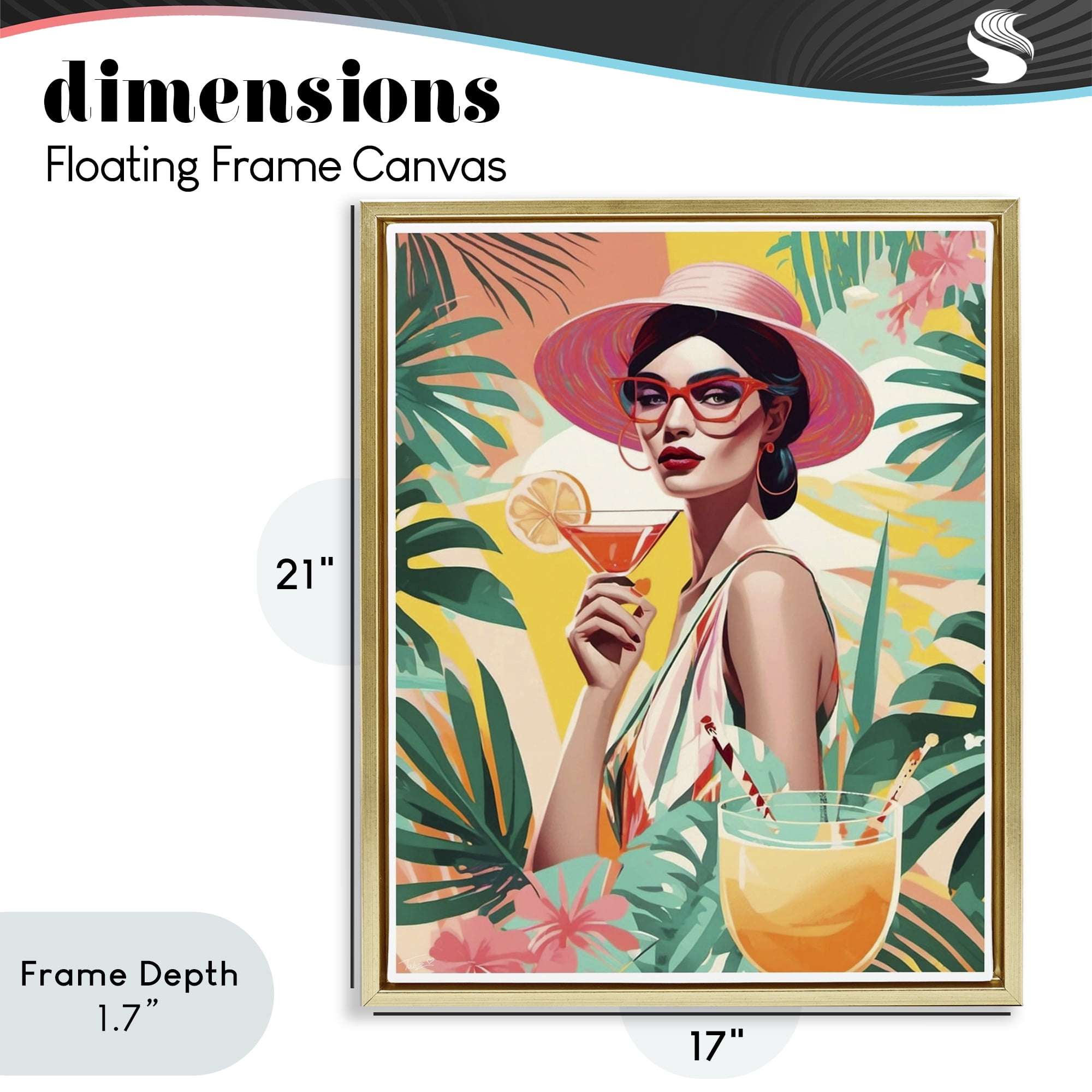 Stupell Industries Exotic Summer Cocktail Gold Framed Floater Canvas Wall Art, design by Tabz Jones