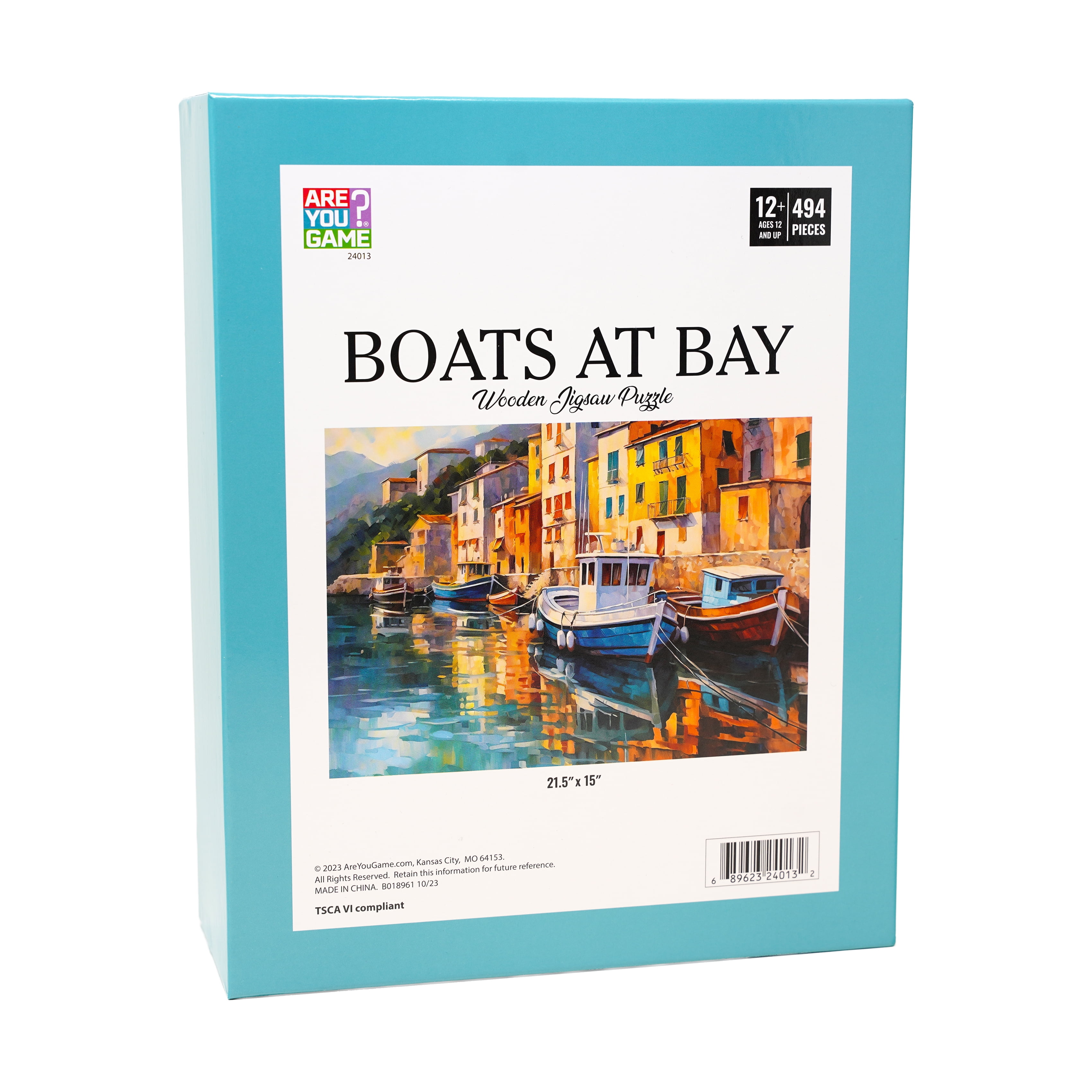 AreYouGame.com Wooden Jigsaw Puzzle - Boats at Bay: 494 Pcs
