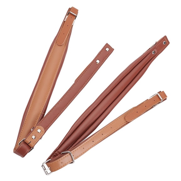 2 Pcs Soft Thicken Adjustable PU Leather Accordion Shoulder Straps Set Accordion Straps for 16-120 Bass Accordions Brown