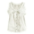 thumbnail image 4 of Beige Womens Blouses Women Sleeveless Lace Tank Tops Vacation Front Tie Mesh Chiffon Tops Ladies Tops and Blouses, 4 of 4