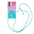 thumbnail image 1 of Funda para iPhone 16 Brillantina Líquida Divertida Reluciente y con Cristales en Movimiento Cuerpo Cruzado con Cordón Ajustable, 1 of 5