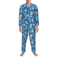 thumbnail image 3 of Naloa Watercolor Ships Men’s Pajamas Set - Long Sleeve Button Down Sleep Shirt and Pajama Bottoms Sleepwear Set-Medium, 3 of 7