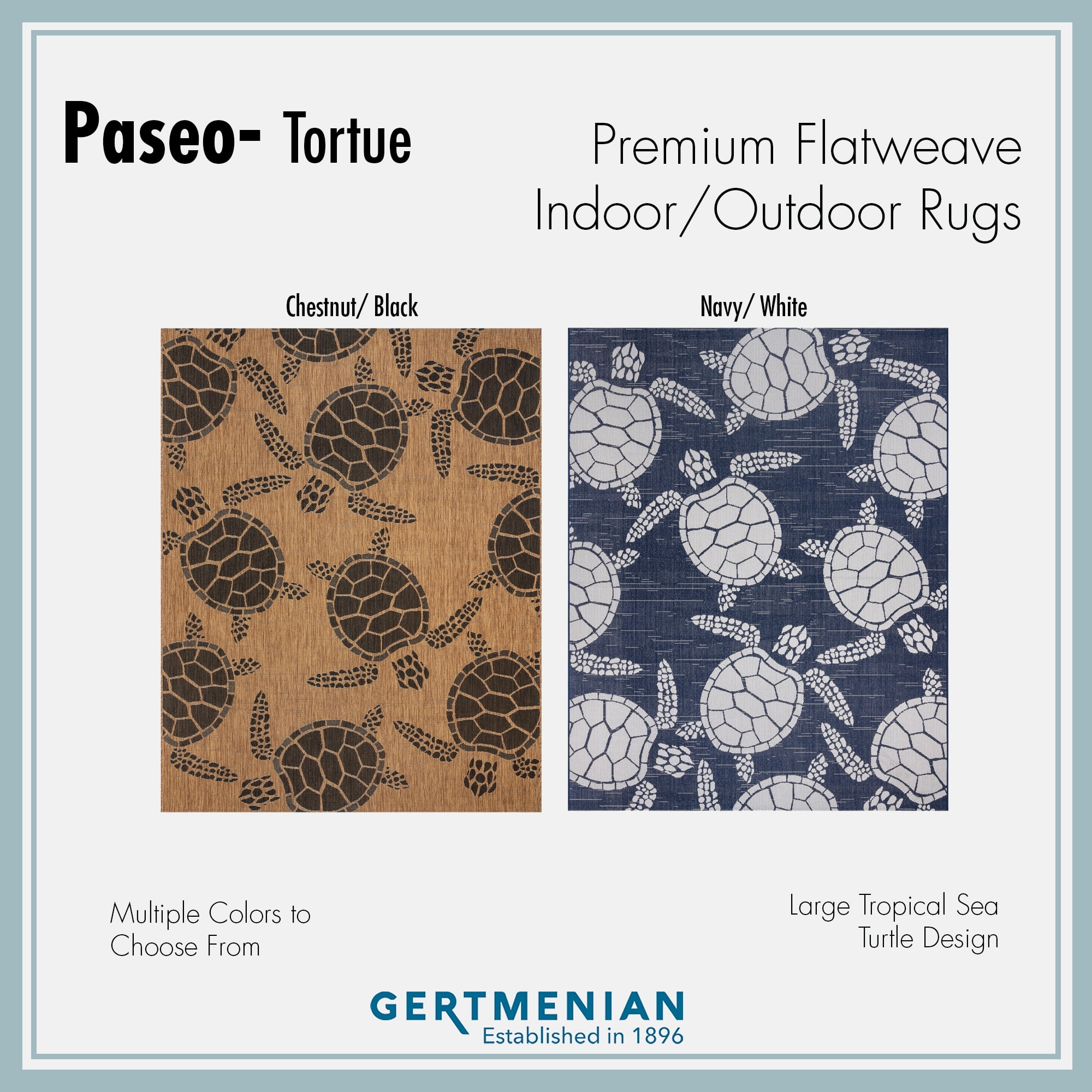 Gertmenian Paseo Tortue Sea Turtle Coastal Chestnut/Black Indoor/Outdoor Area Rug, 6x9