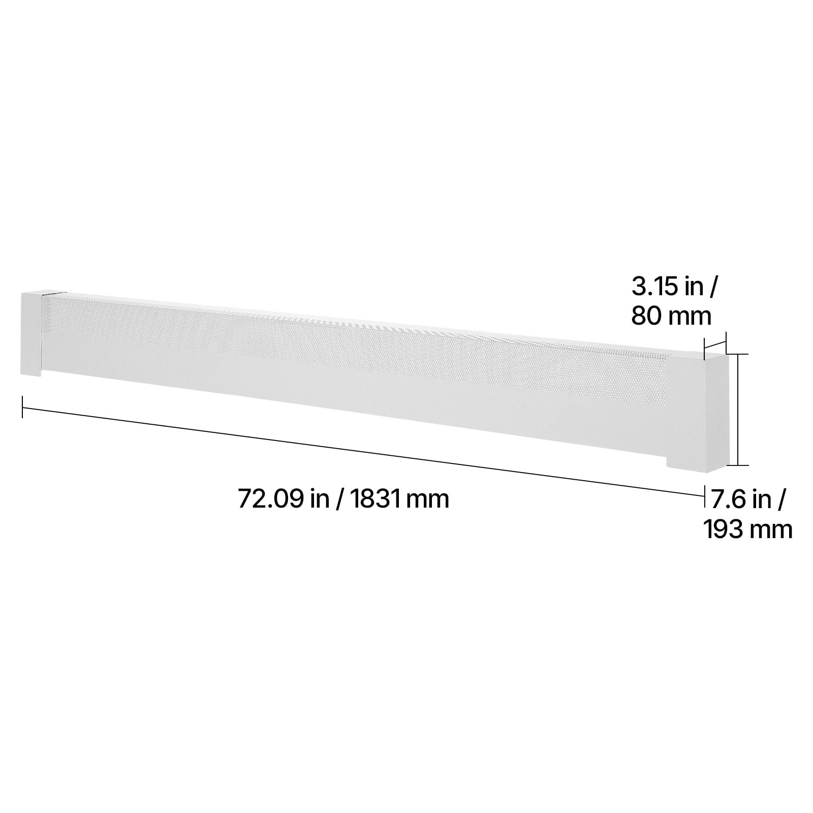 KFFKFF Baseboard Heater Cover Q235A Steel 72.09 x 3.15 x 7.6 inch White