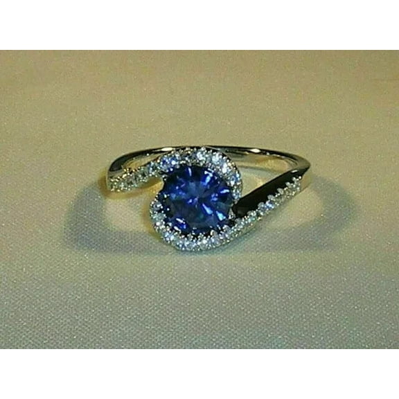 Bypass 2Ct Round Cut Sapphire Women's Engagement Ring 14K White Gold Plated