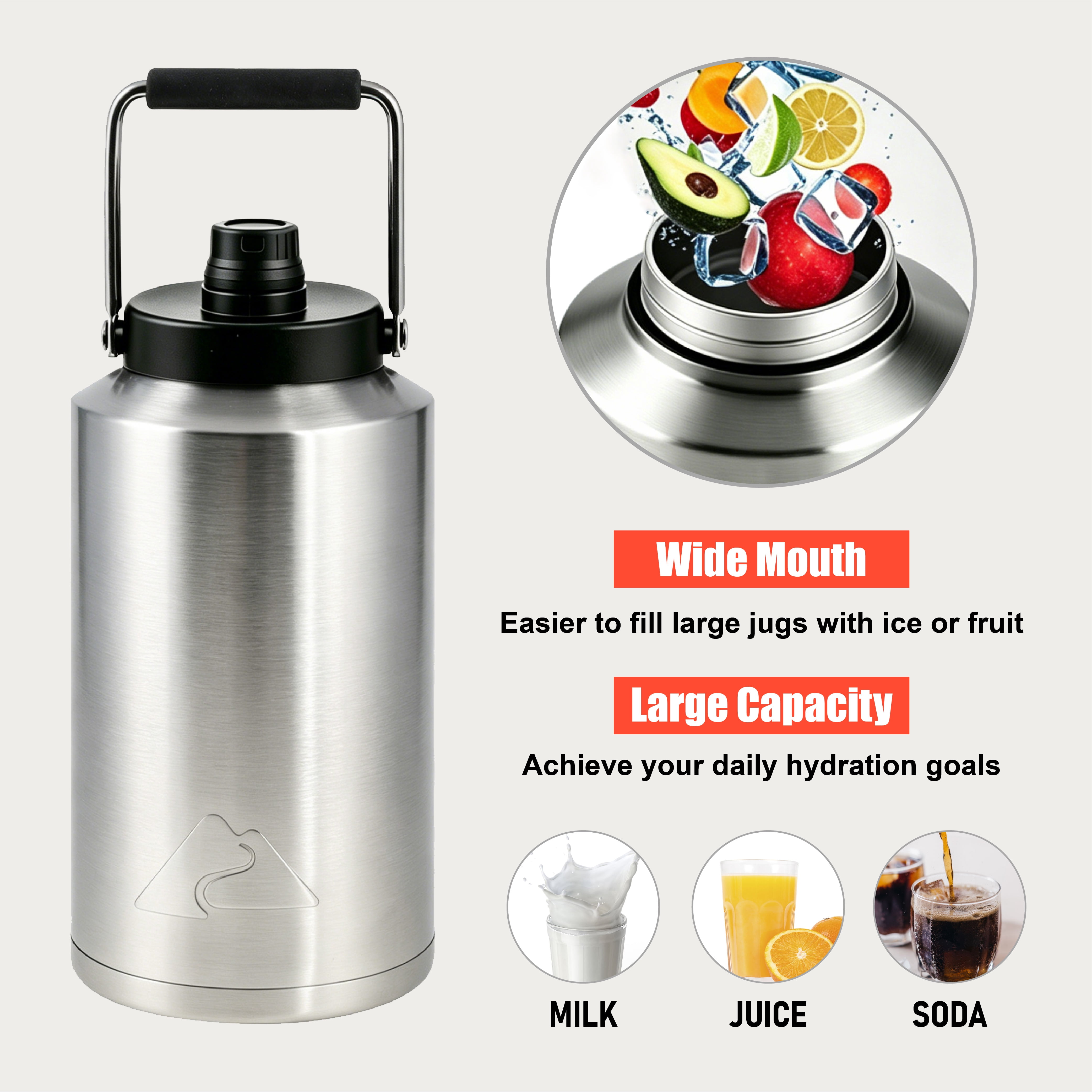 Ozark Trail 1 gal Stainless Steel Insulated Water Jug, Silver