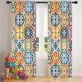 thumbnail image 5 of Blackout Kids Curtains,Blue Boho Bohemia Floral Geometric Pattern Childrens Insulated Curtains Set Of 2,Bedroom Essentials,Toddler Room Decor 42x84in(106x213cm), 5 of 5