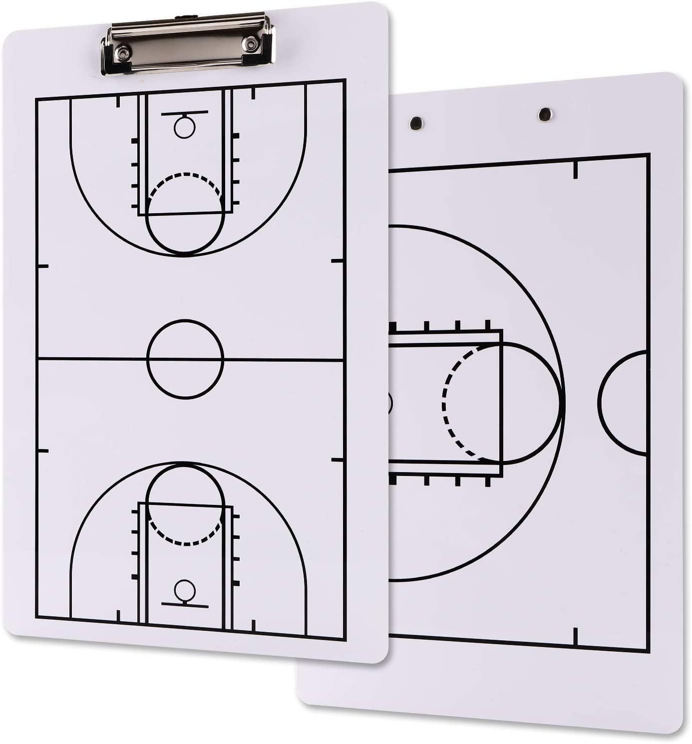 Coaches Dry Erase Clipboard Basketball Game and Basketball Training Tactical Command lyfLux Two Sides with Full & Half Court Dry Erase Marker Board for Basketball and 2 pcs Coach's Whistle 