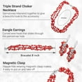thumbnail image 5 of Handmade Red Coral Beaded Costume Jewelry Set for Women Seed Bead Necklace Bracelet Earrings Size 8" & 20" Birthday Christmas Gifts for Women, 5 of 10
