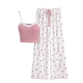 thumbnail image 3 of LIZUOJUN Women Pajama Sets Floral Print Lace Cami Pants Set Summer Lounge Wear Soft Breathable Lightweight Loungewear Home Pajamas - S, 3 of 3