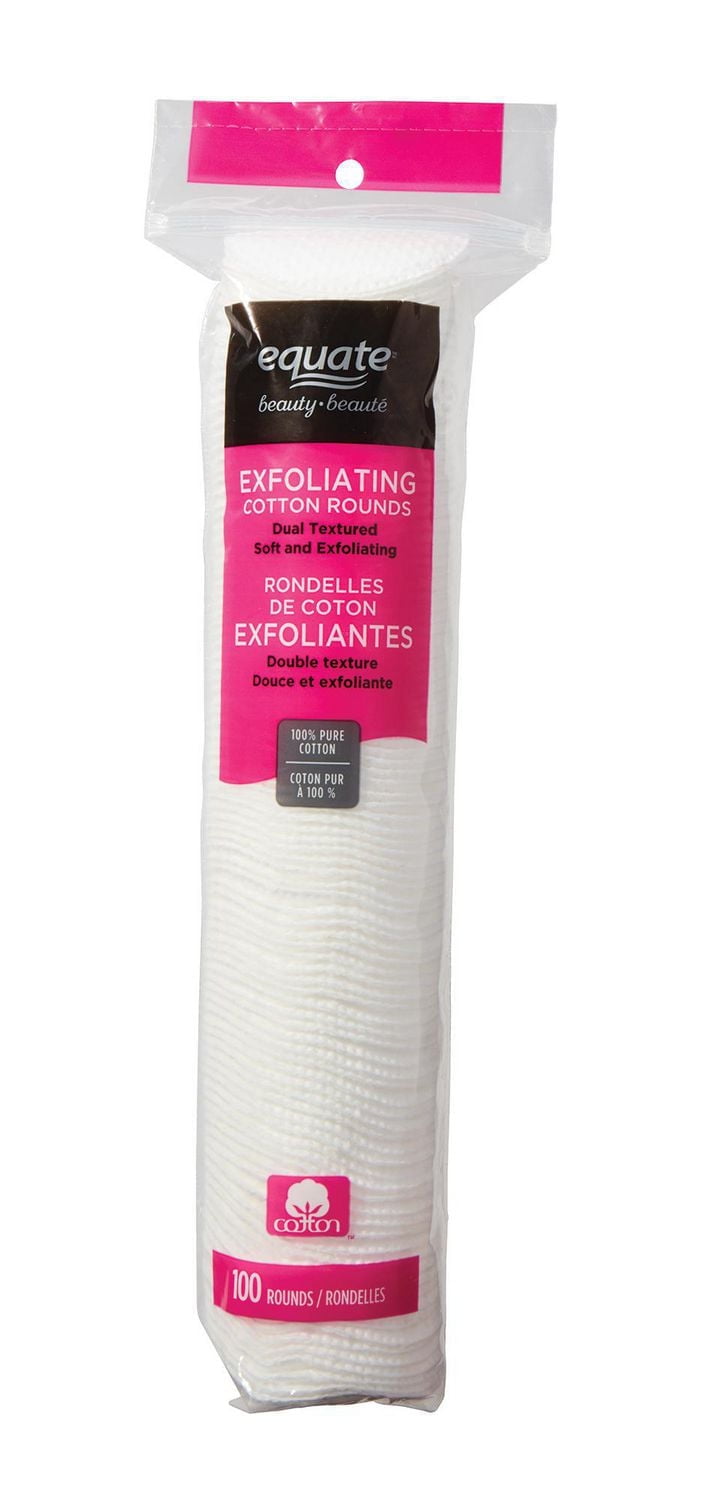 Equate Beauty Exfoliating Cotton Rounds, 100 Rounds