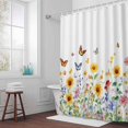 thumbnail image 5 of Watercolor Butterfly Fabric Shower Curtain Retro Flower Washable Shower Curtains for Bathroom, Waterproof Bath Curtain with Hooks Home Decor 72x84in, 5 of 8