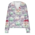 thumbnail image 4 of Womens Fleece Cardigan Coat Button Closure Christmas Print Casual Fashion Style Outerwear, 4 of 5