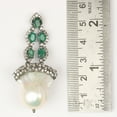 thumbnail image 4 of Natural Pearl Emerald,Diamond Gemstone 925 Sterling Silver Earrings, 4 of 5