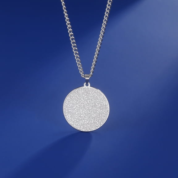 EUEAVAN Silver Messy Inscription Pendant Necklace Stainless Steel Jewelry