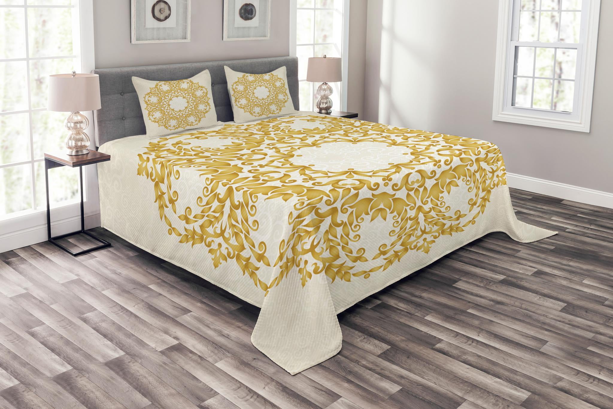 Victorian Bedspread Set King Size, Traditional Floral Round Circle with