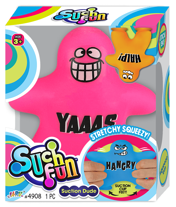 JaRu Suction Cup Squish Dude assorted colors and sayings, c