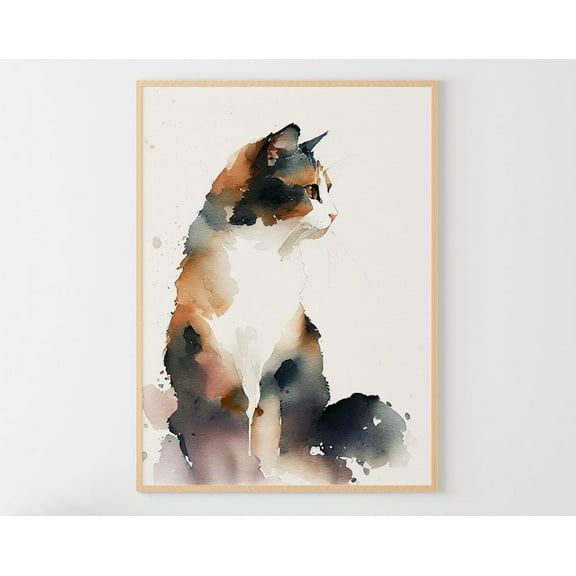 Calico Cat Art Poster: Pet Portrait Poster, F155, Unframed Poster Size 8x12