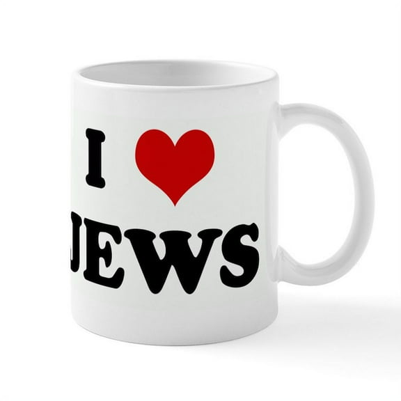 CafePress - I Love JEWS Mug - 11 oz Ceramic Mug - Novelty Coffee Tea Cup