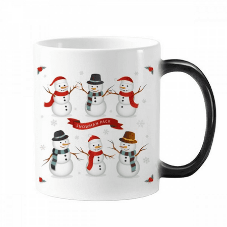 

Merry mas Snowflake Snowman Changing Color Mug Morphing Heat Sensitive Cup With Handles 350 ml