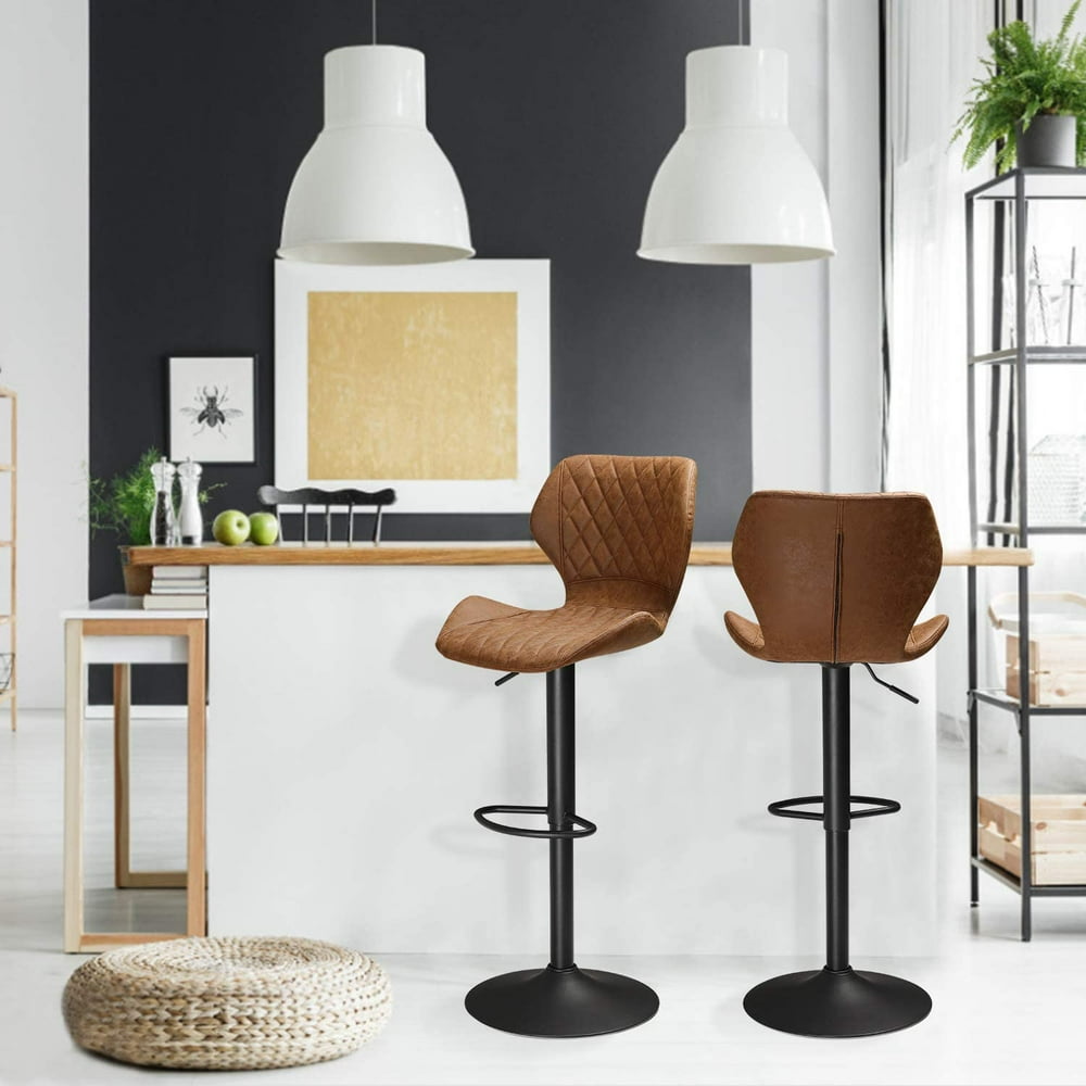 Adjustable Bar Stools Set of 2 Kitchen Bar Stools Swivel Bar Chairs