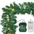 thumbnail image 2 of Christmas Decorations Ornaments: Garland with LED Lights Battery Operated & Remote Control for Christmas Tree - Indoor Outdoor Decor (10FT X 2PCS), 2 of 7
