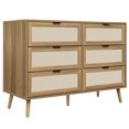 thumbnail image 4 of EDOEMSE Modern 6 Wide Drawer Long Dresser Chest of Drawers Wooden Dresser for Bedroom Brown, 4 of 11