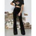 thumbnail image 5 of DuAnyozu Womens Warm High Waist Velvet Bell Bottom Wide Leg Pants Trouser, 5 of 5