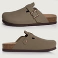 thumbnail image 5 of Crestar Genuine Suede Clogs for Women Men, Cork Footbed Leather Mules Potato Shoes Slip on with Arch Support, Brown, 5 of 7
