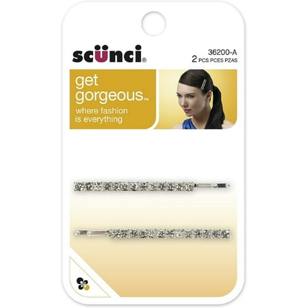 scunci effortless beauty metal rhinestone bobby pins, 2 count