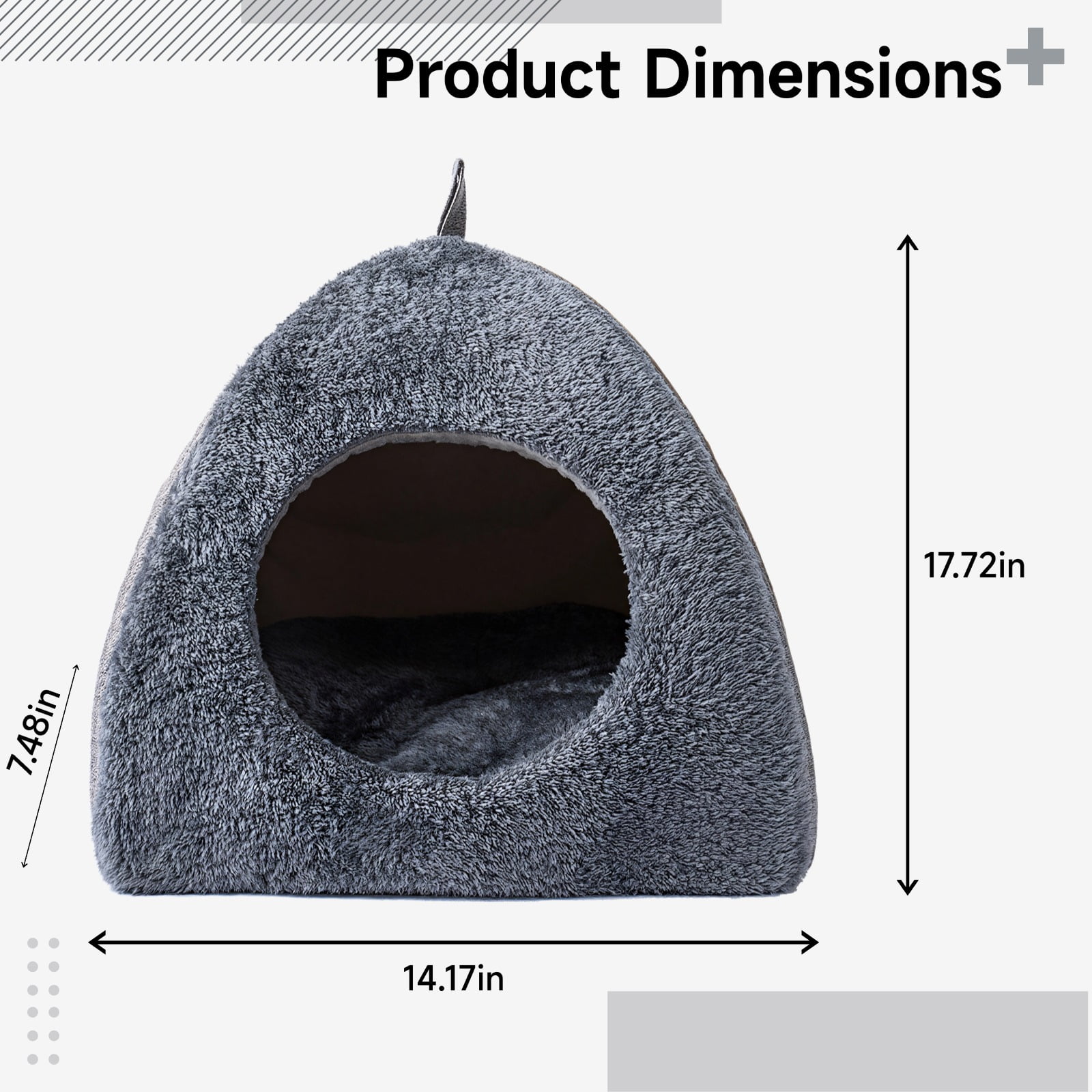 Cat Cave Bed with Sponge Material, Covered Cat Bed for Small Pets, Enclosed Triangular Design, Cozy Plush with Suede Handle, Ideal for Indoor and Outdoor Use