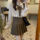 thumbnail image 4 of Falda estilo preppy para mujer, camiseta de corte A, traje de dos piezas, ropa informal plegable, camisas de manga larga con botones para otoño/invierno, 4 of 4