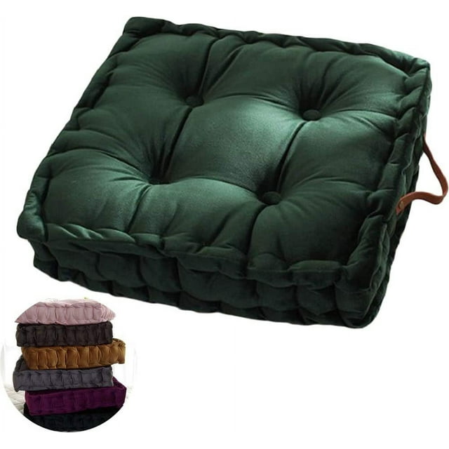 Cojines cuadrados gruesos para asientos de piso, cojín sólido grueso con mechones, almohada de meditación, asiento cuadrado con asa de transporte, cojín de tatami para sofá y balcón Ormromra CZJJ-ZC44-3