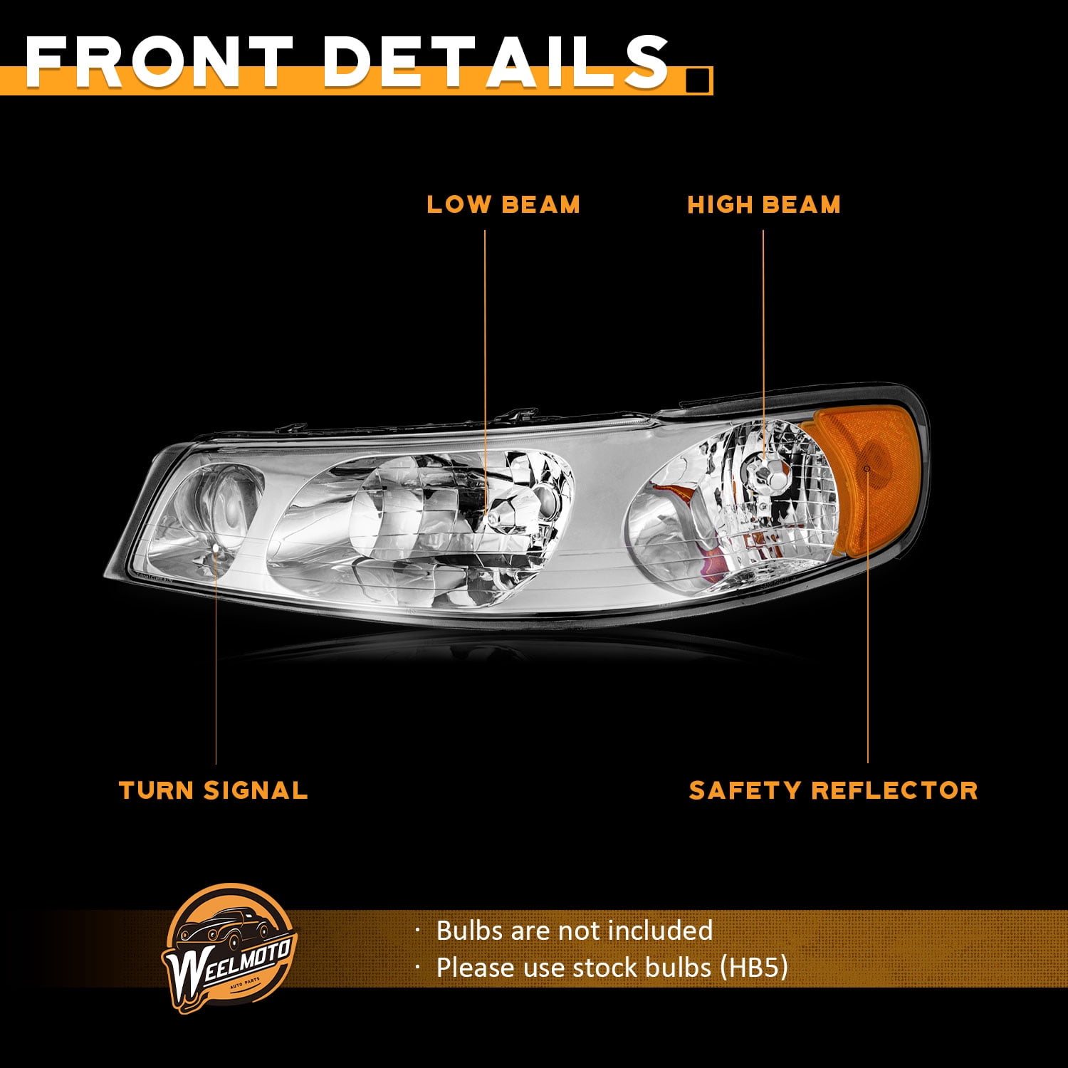 WEELMOTO Headlights for 1998-2002 Lincoln Town Car, Halogen Headlight Compatiable with 98 1999 2000 2001 02 Lincoln Town Driver&Passenger side